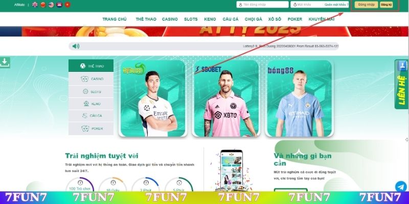 Đăng ký đăng nhập 7Fun7